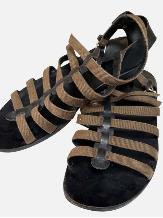 Balenciaga Gladiator Sandals Brown Canvas & Black Leather Ankle Strap EU 41 main image 8
